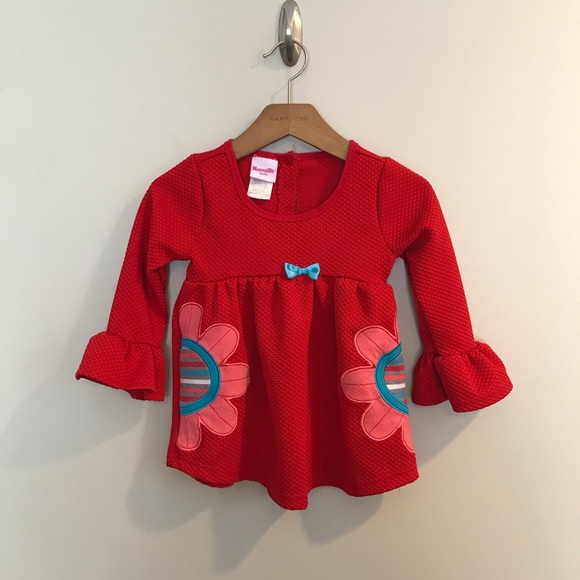 Nannette Other - Nannette Kids Red Floral Bell Sleeve Ruffle Shirt